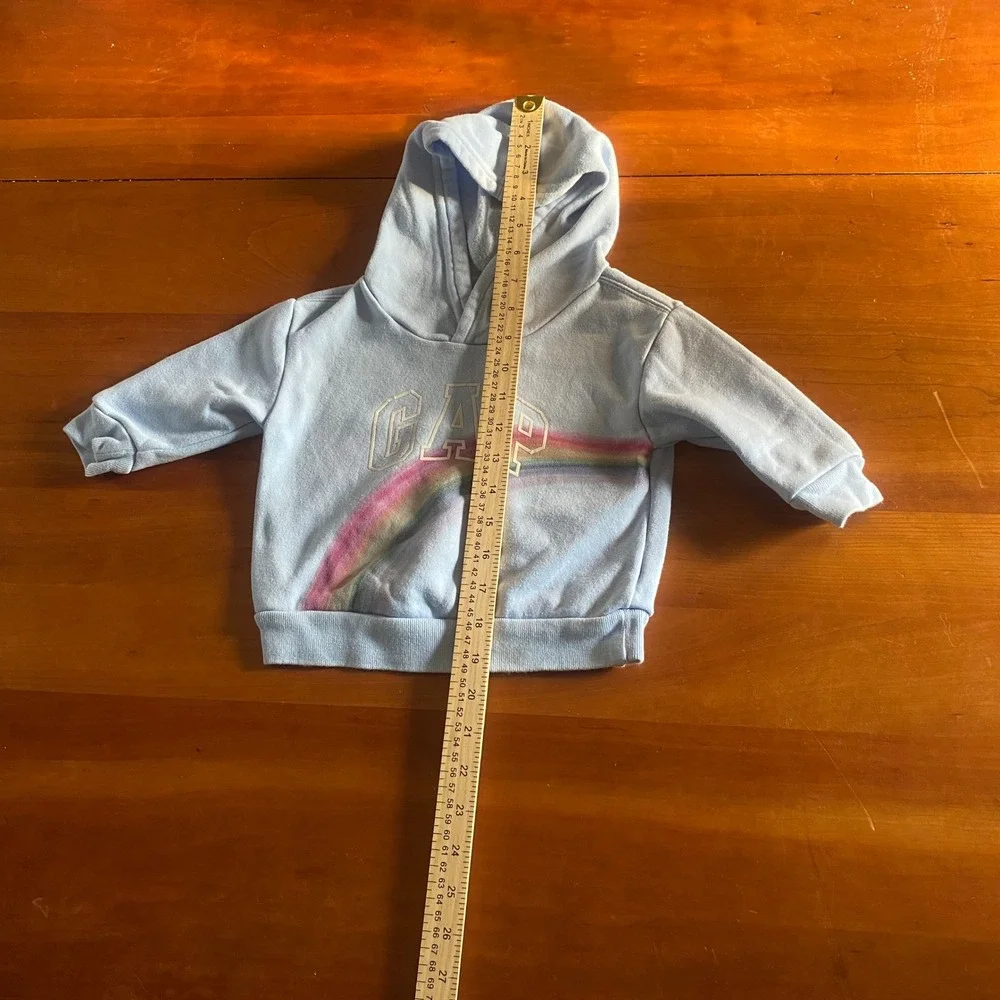 Gap‎ Hoodie Kids Blue Rainbow Graphic Pullover Fleece SIZE 12-18 Months